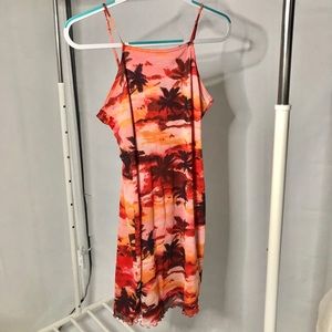 Strappy Layered Tropical Mini Dress